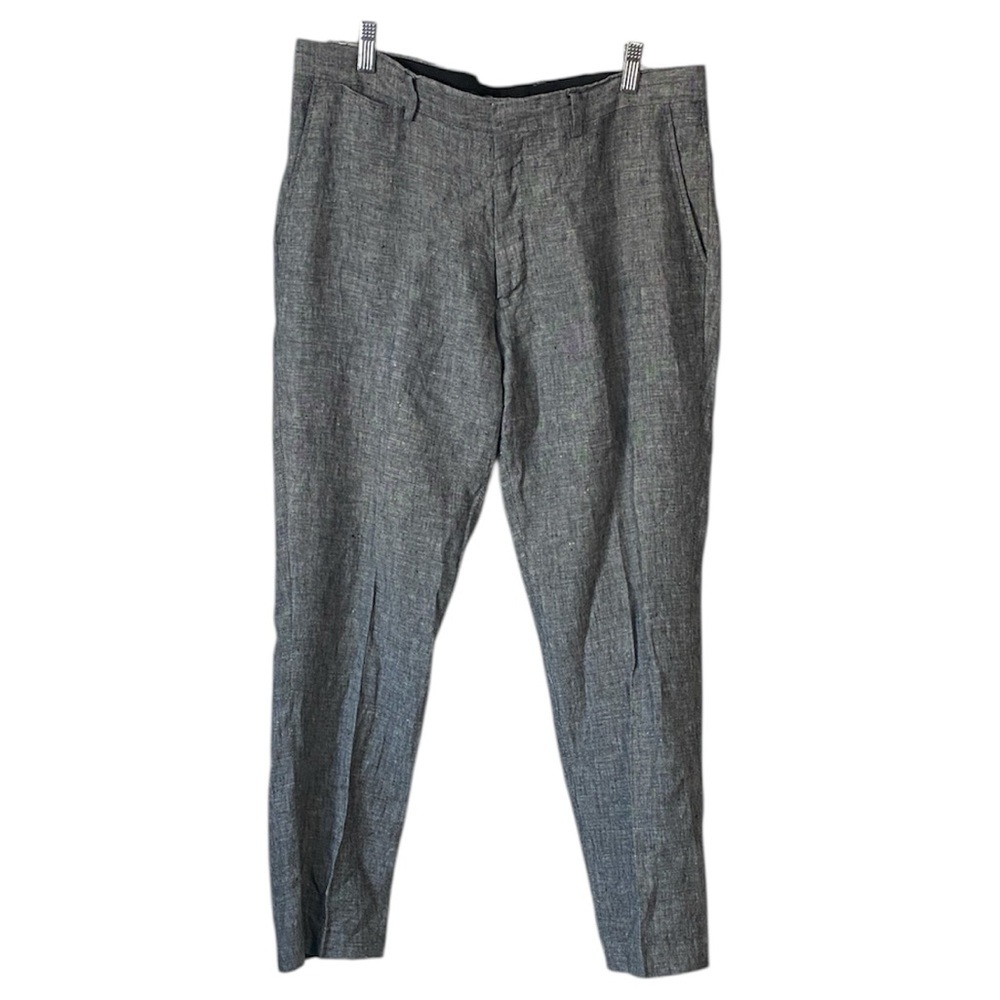 Ted Lapidus Men's grey Linen Dress Pants size 34 straight leg